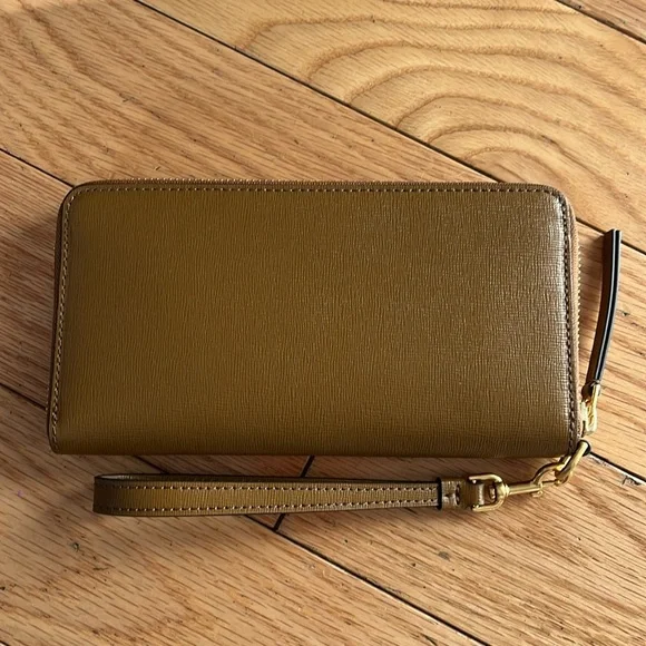 New Tory Burch Robinson Crosshatch Saffino leather Continental Wallet Wristlet - Picture 9 of 15